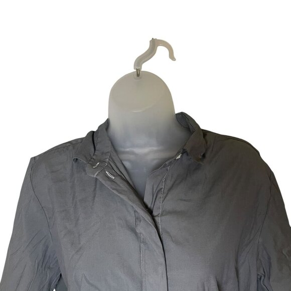 COS Gray Short Sleeve Button-Up Shirt Women’s Size 6 EUR 36 Cotton Blend Minimal - Picture 5 of 7